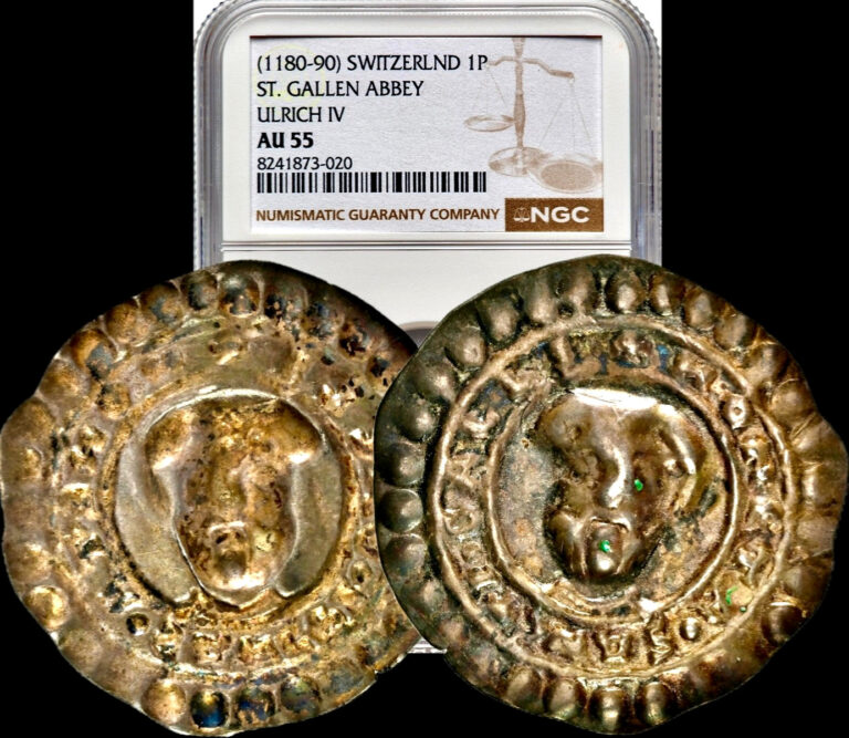 Read more about the article 1180-1190 SWITZERLAND St Gallen Abbey Pfennig Medieval Silver Coin NGC AU55