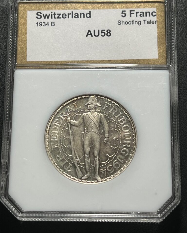 Read more about the article RARE 1934-B .835 Silver HIGH GRADE Switzerland 5 Francs World Foreign Coin.