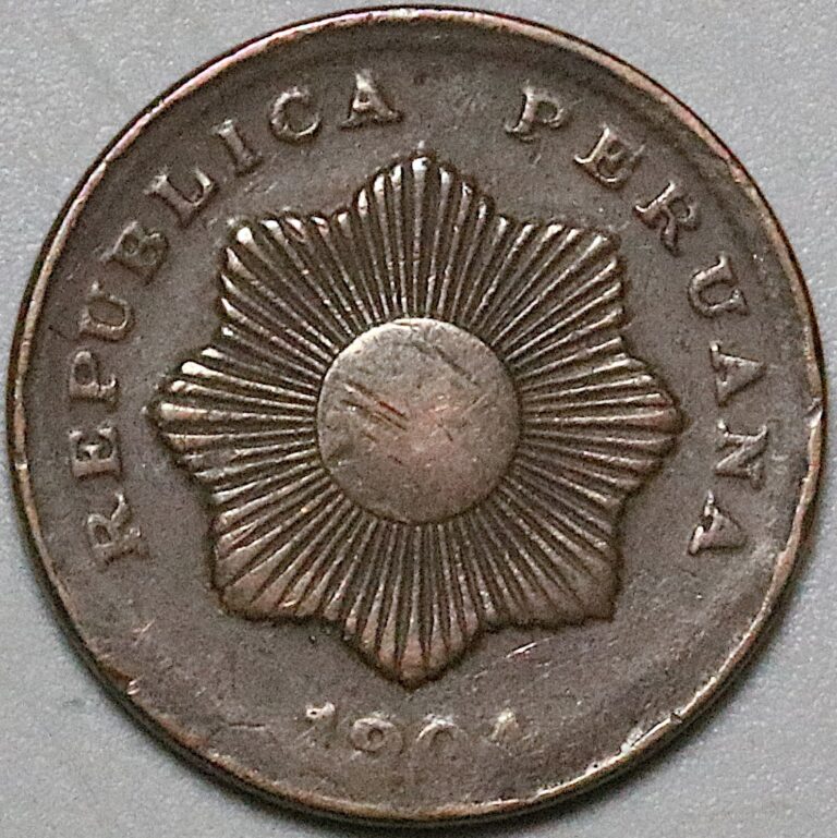 Read more about the article 1904 Peru Un 1 Centavo VF Key Date Radiant Sun Coin (24100101R)