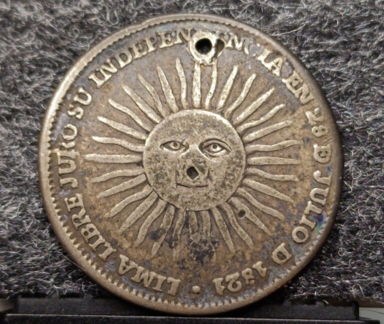 Read more about the article 1821 Peru Proclamation Silver Medal 2 Reales Size