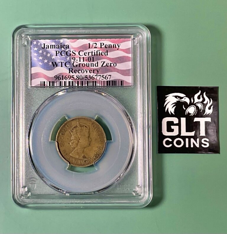 Read more about the article 1964 Jamaica 1/2 Penny Historic PCGS Coin WTC Ground Zero Recovery 9-11