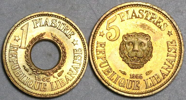 Read more about the article 1955 Lebanon 1 Piaster 5 Piastres Lion Cedar Tree BU 2 Pcs Coins (25082702R)