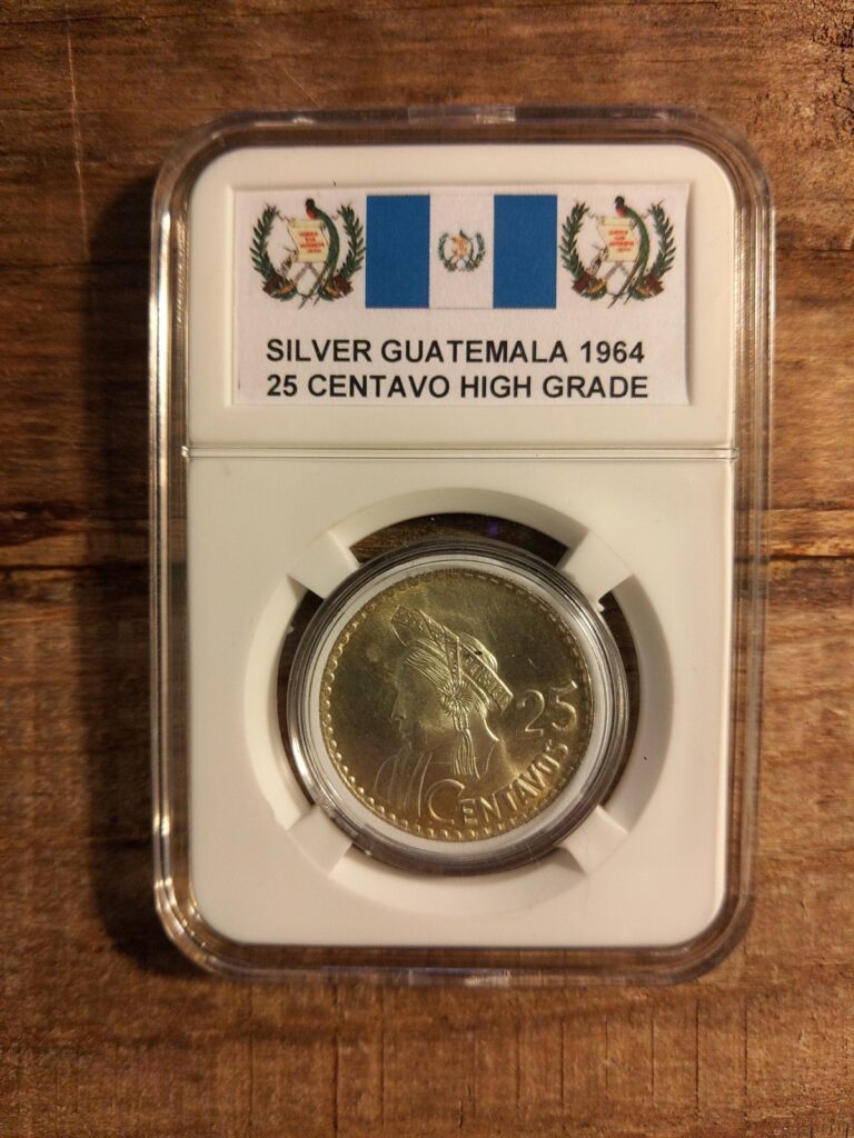 Read more about the article silver guatemala 1964 25 centavo high grade nice bright white coin unc-au