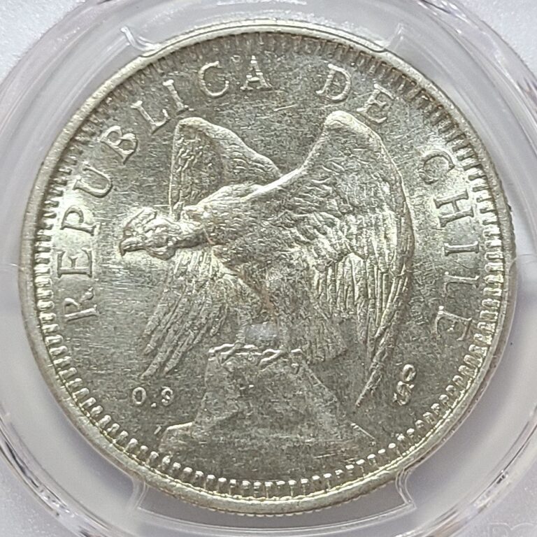 Read more about the article 1927 CHILE CONDOR SILVER 5 PESOS NARROW 5 NGC MS 61