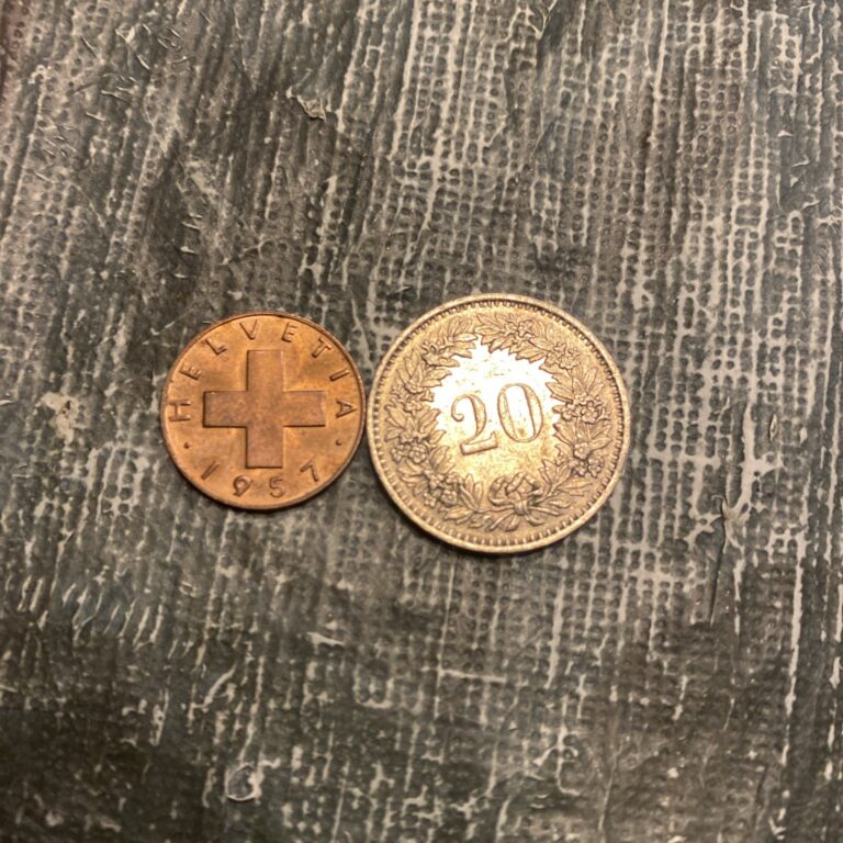 Read more about the article SWITZERLAND 1978 20 Rappen  1957 1 Rappen- 2 Coins