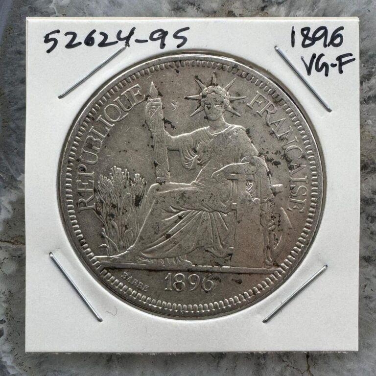 Read more about the article 1896 France Indo-Chine Piaster De Commerce 27 gr 90% Silver Coin VG-F #52624-9S