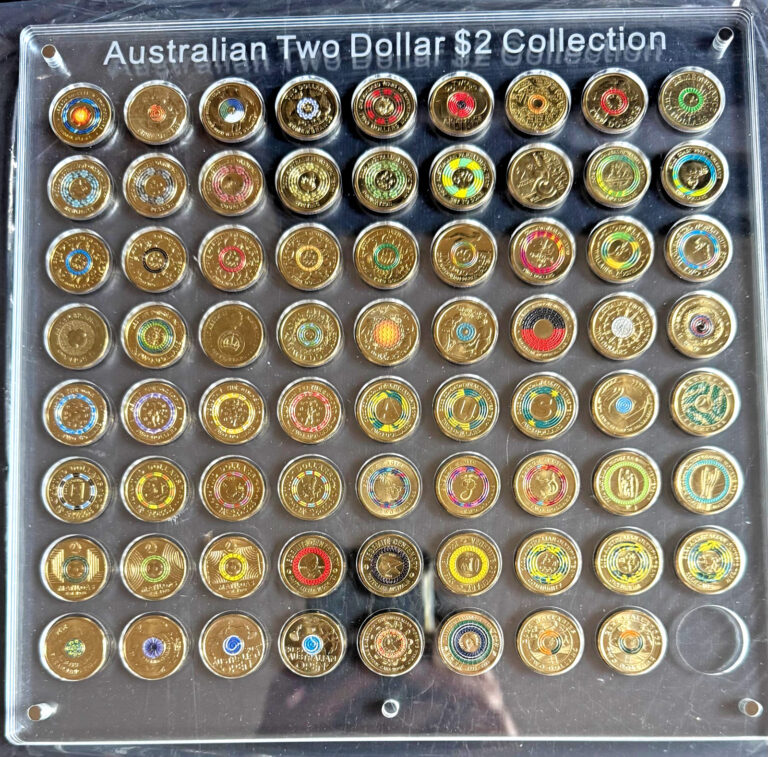 Read more about the article Australian 71 coloured Coins $2 coin collection 2012 – 2025 in Acrylic Display