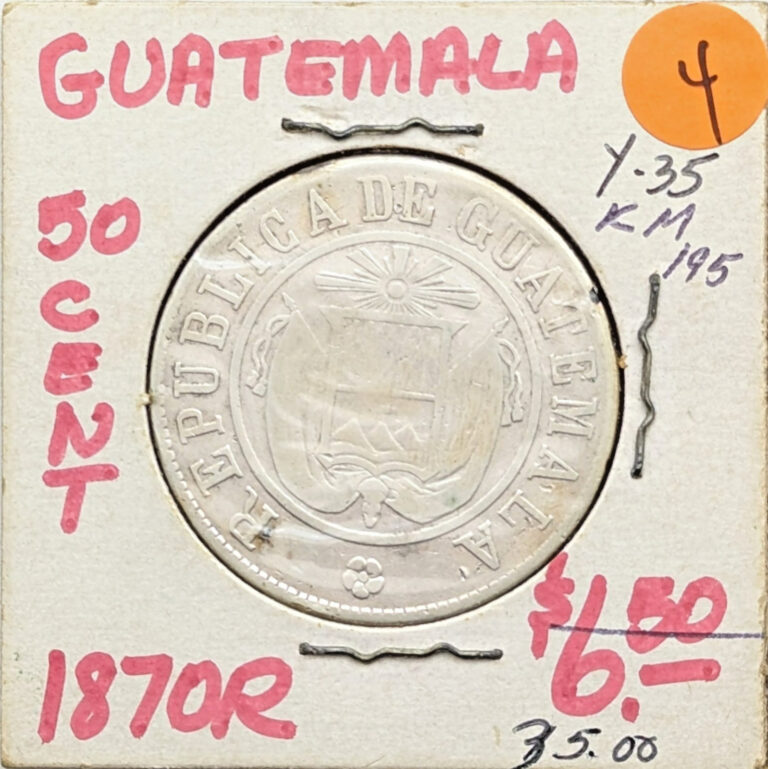 Read more about the article RARE Guatemala Silver 1870 R 50 Centavos World Coin