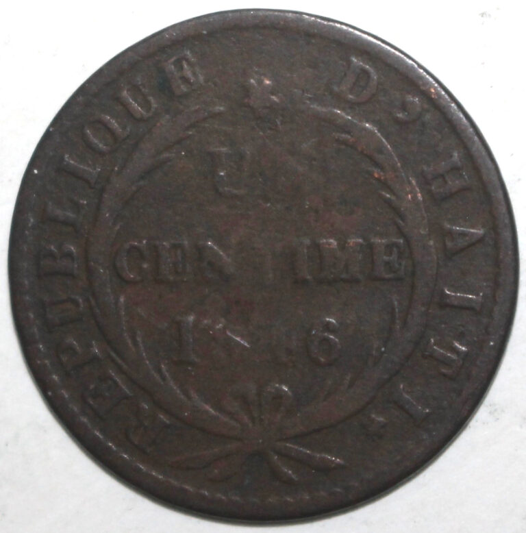 Read more about the article Haitian Republic One Centime Coin 1846 (43) KM# 25 Haiti Un 1