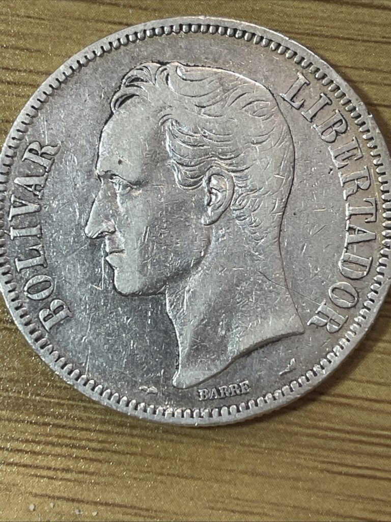 Read more about the article Pair of Venezuela 5 Bolivares 90% Silver Coins VF And F Condition a 1910 and 1935
