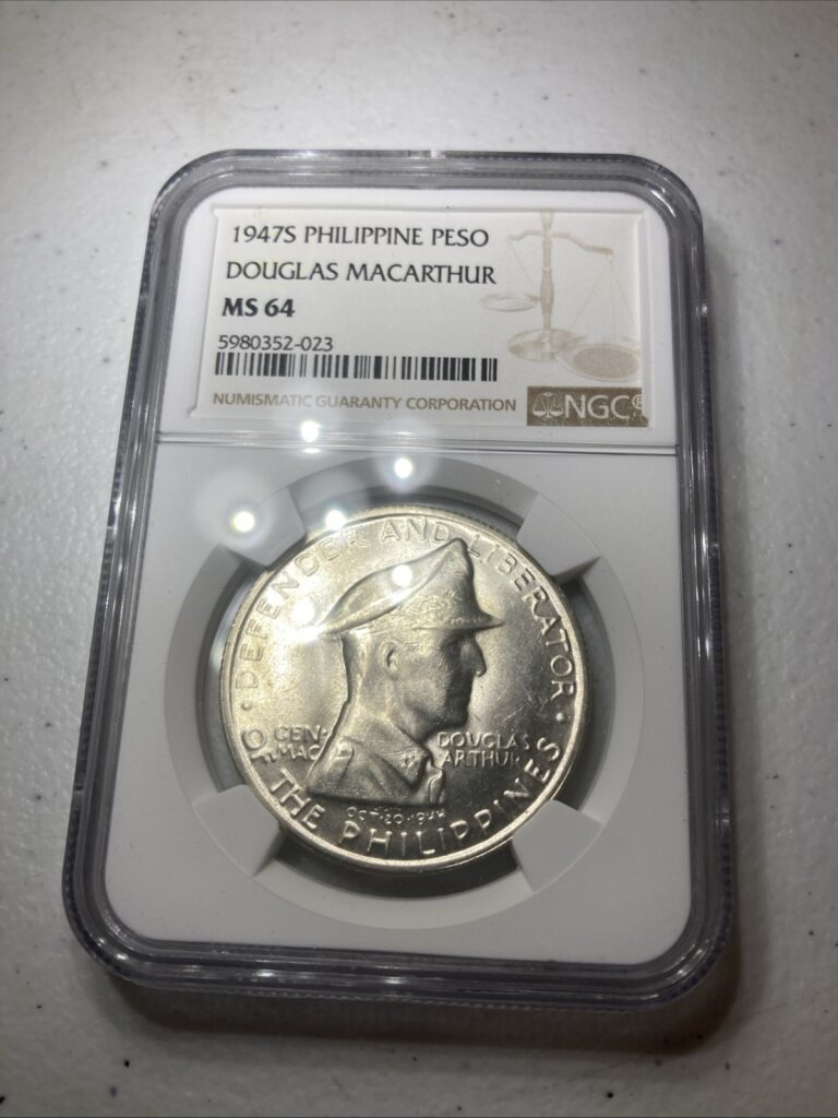 Read more about the article Philippines 1 Peso 1947 S NGC MS64 General Douglas MacArthur Silver Coin