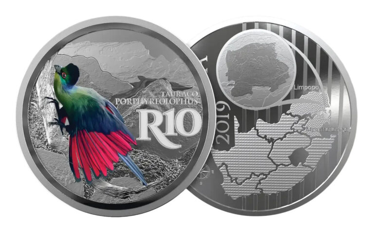 Read more about the article 2019 South Africa 1-oz Silver Purple Crested Turaco Colored Series Proof