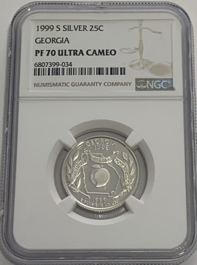 Read more about the article 1999 S Proof Silver Georgia Quarter NGC PF70 Ultra Cameo Statehood 25c