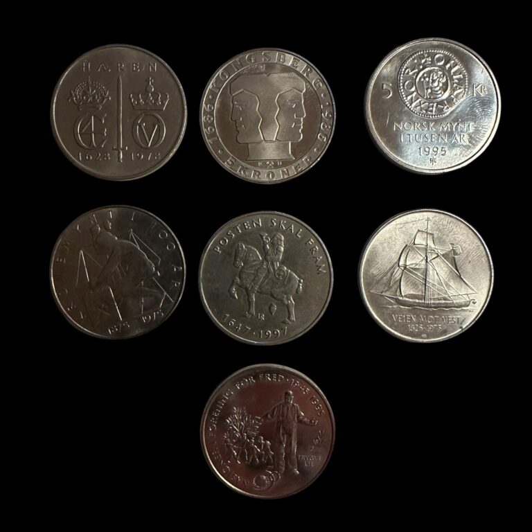 Read more about the article NORWAY Seven Different 5 Kroner Commemorative Coins