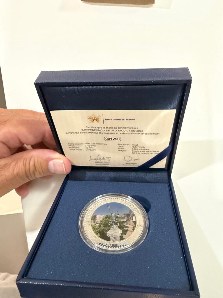 Read more about the article 2025 Ecuador 1 Sucre Silver Coin COA Independence Of Guayaquil Low Mintage 1500