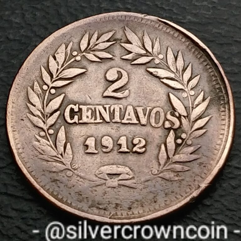 Read more about the article Honduras 🇭🇳 2 Centavos 1912. KM#69. Bronze Two Cents coin Towers Front Piramid