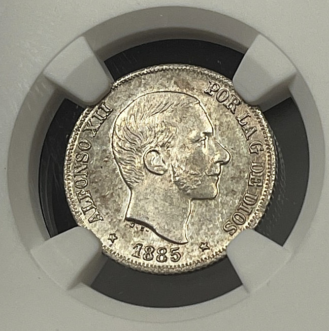 Read more about the article 1885 Spanish Philippines Ten 10 Centavos NGC UNC Very Flashy!