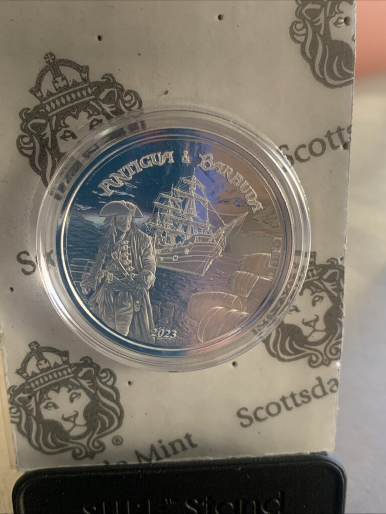Read more about the article 2023 1 oz Antigua and Barbuda Rum Runner Pirate Silver Coin (BU)