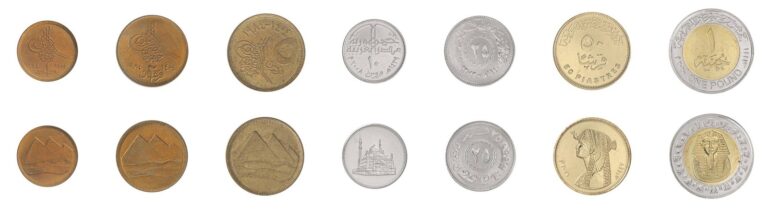 Read more about the article Egypt 1 Qirsh – 1 Pound 7 Pieces Set  1984-2020  KM #553-940  Mint