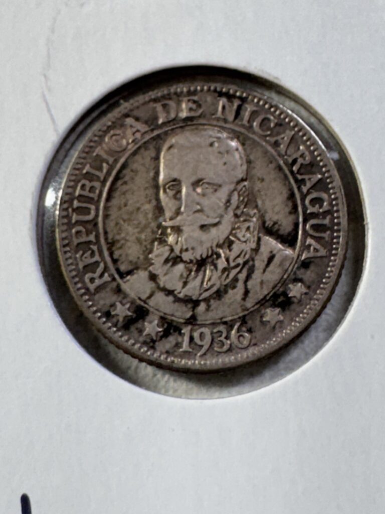 Read more about the article 1936 Nicaragua 10 Centavos Silver Coin Cleaned Low Mintage