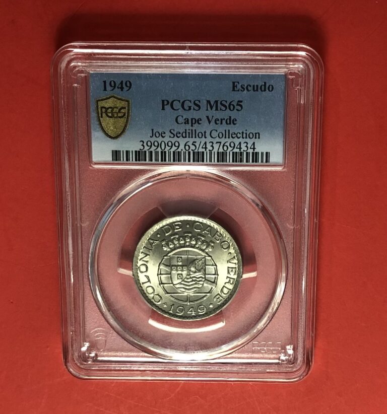 Read more about the article 1949-CAPE VERDE -1 ESCUDO COIN GRADED BY  PCGS MS-65.