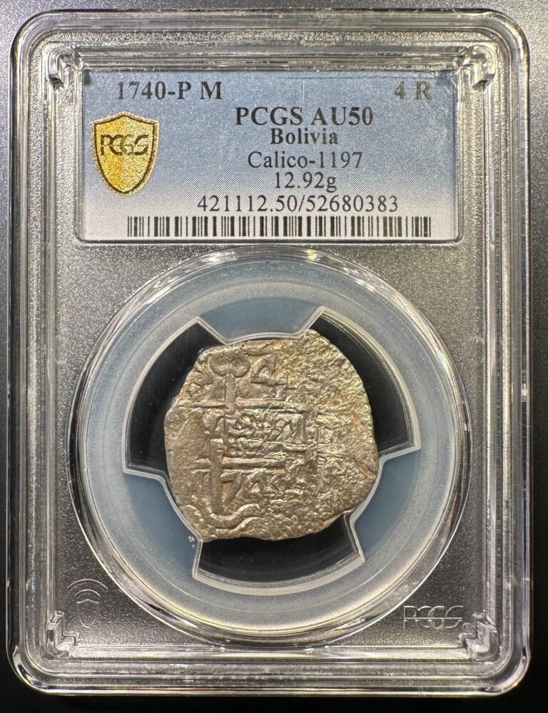 Read more about the article 1740 Potosi Bolivia 4 Reales Cob Silver PCGS AU-50 Type Coin Double Struck