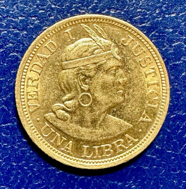 Read more about the article Rare Beautiful 1918 Peru Libra (GOLD) .2355 AGW KM 207