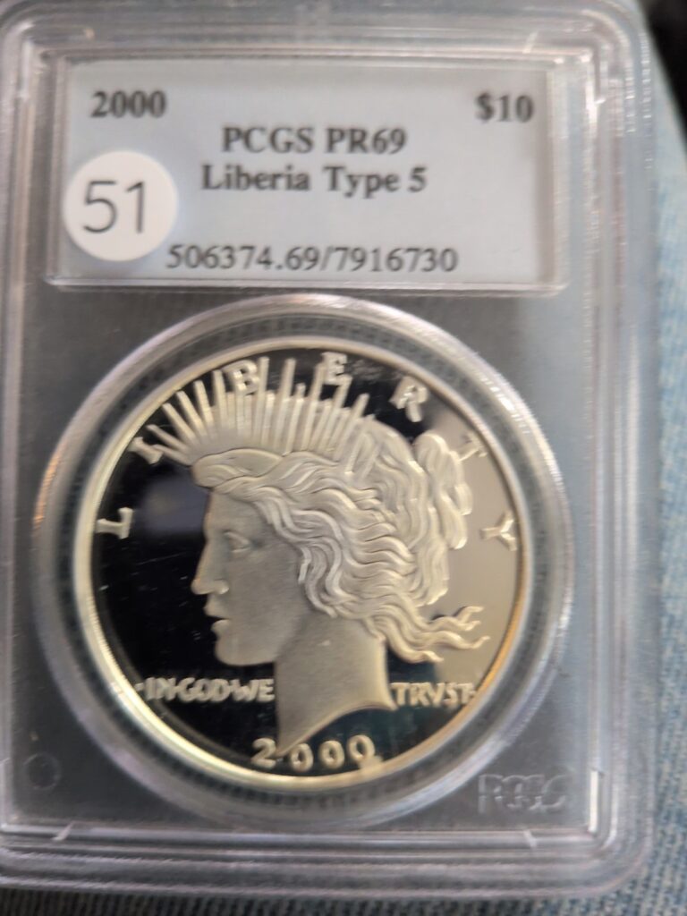 Read more about the article 1 troy ounce 0.999 Fine Silver – Liberia 2000 Dollar Proof – PCGS Pr69