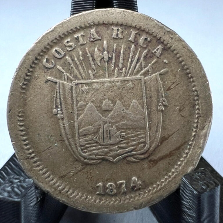 Read more about the article 1874 Costa Rica 1 One Un Centavo  KM# 120      30 000 mintage!
