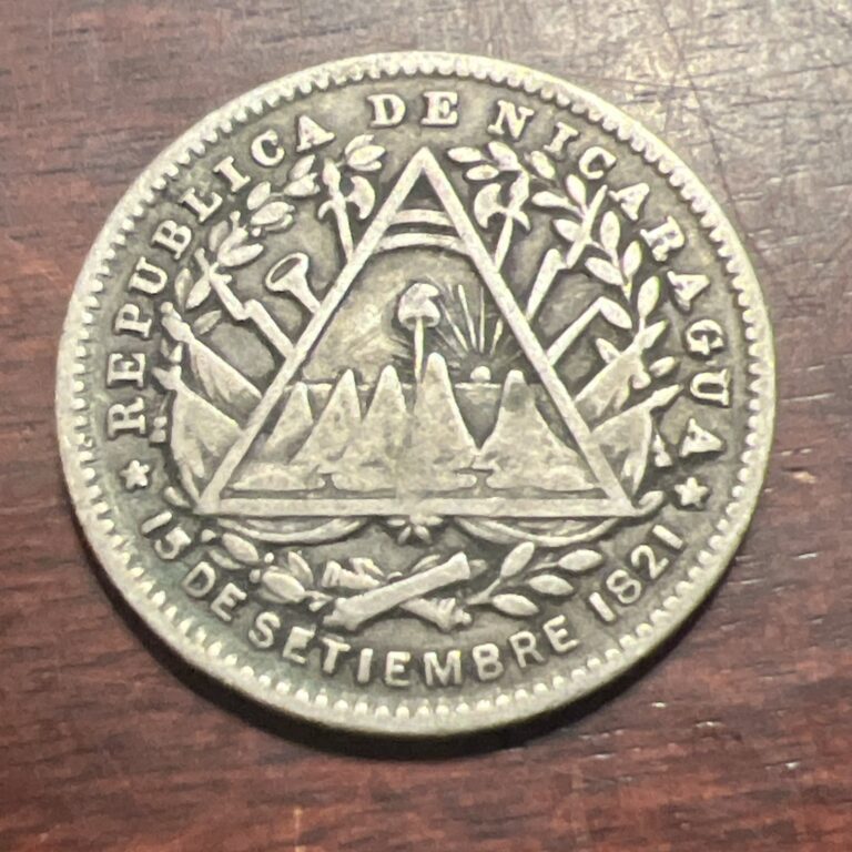 Read more about the article 1887 Nicaragua 10 Cents Coin 80% Silver Nice Condition A-63