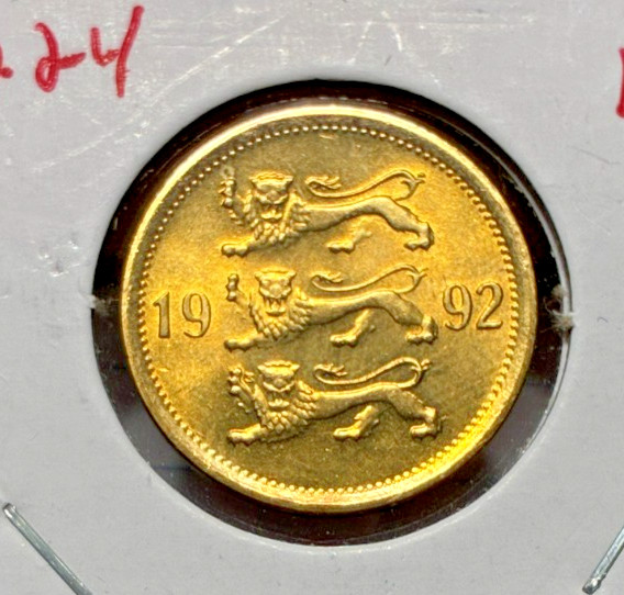 Read more about the article 1992 Estonia 50 Senti KM# 24. Uncirculated. Free Shipping. Coin #1404