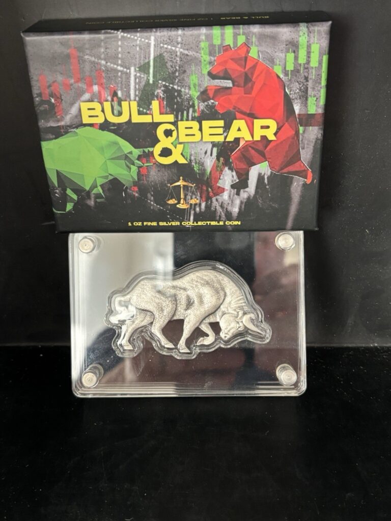 Read more about the article 2021 Chad 1 oz Silver Bull Shaped Antiqued HR Coins in Boxes  2500 Mintage