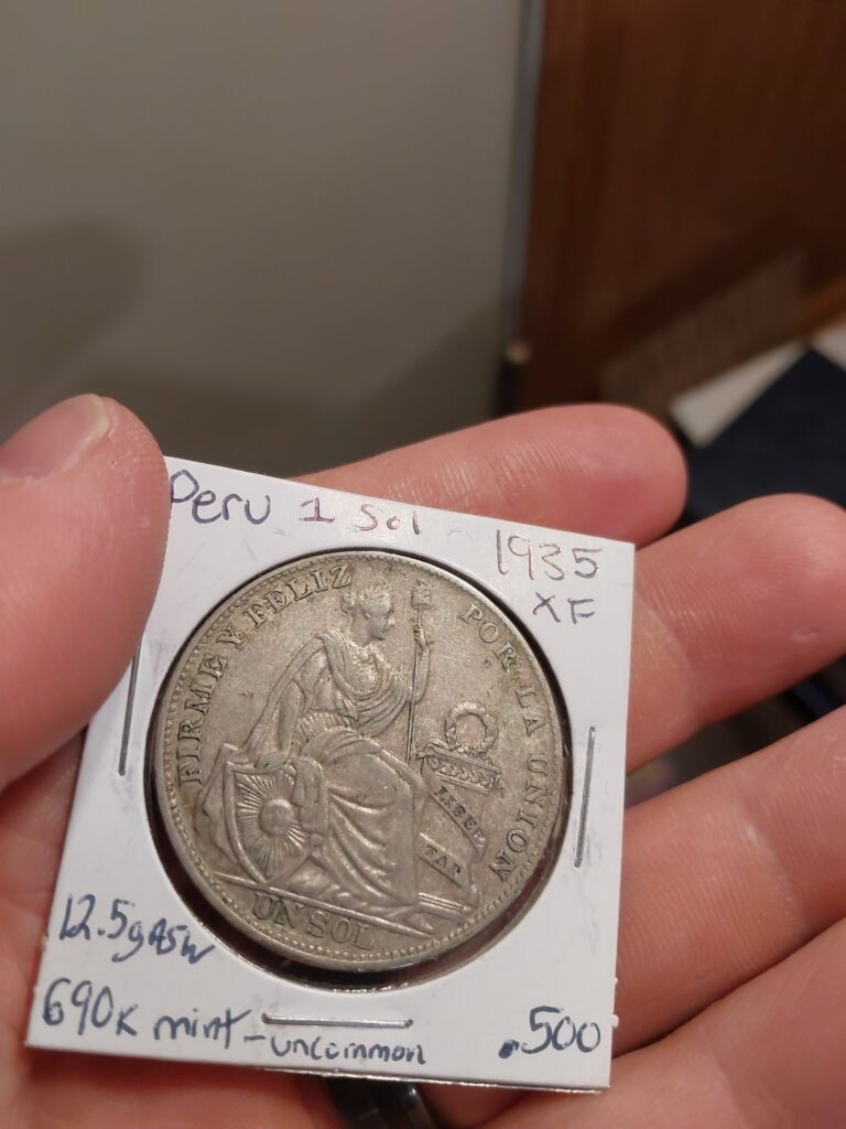 Read more about the article Coins From Around The World: South America Large Silver coin Peru 1 SOL