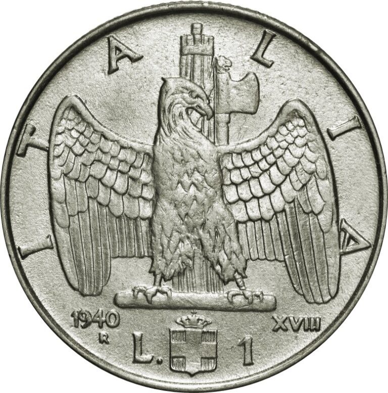 Read more about the article COINS OF FASCIST ITALY – 1 Lira – 27mm Stainless Steel – Mussolini Regime