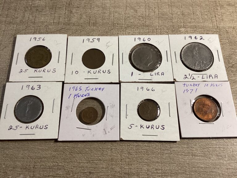 Read more about the article Collection of 8 Turkey coins from 1950’s-60’s-70’s