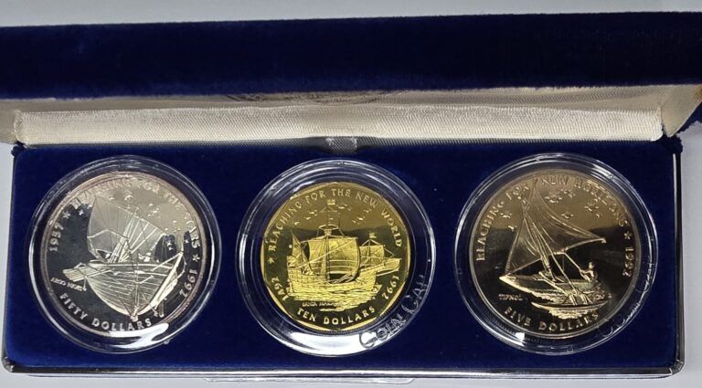 Read more about the article 1992 Marshall Islands The Legends of Discovery Comm. Coin 3 pc Set W/ 1oz Silver