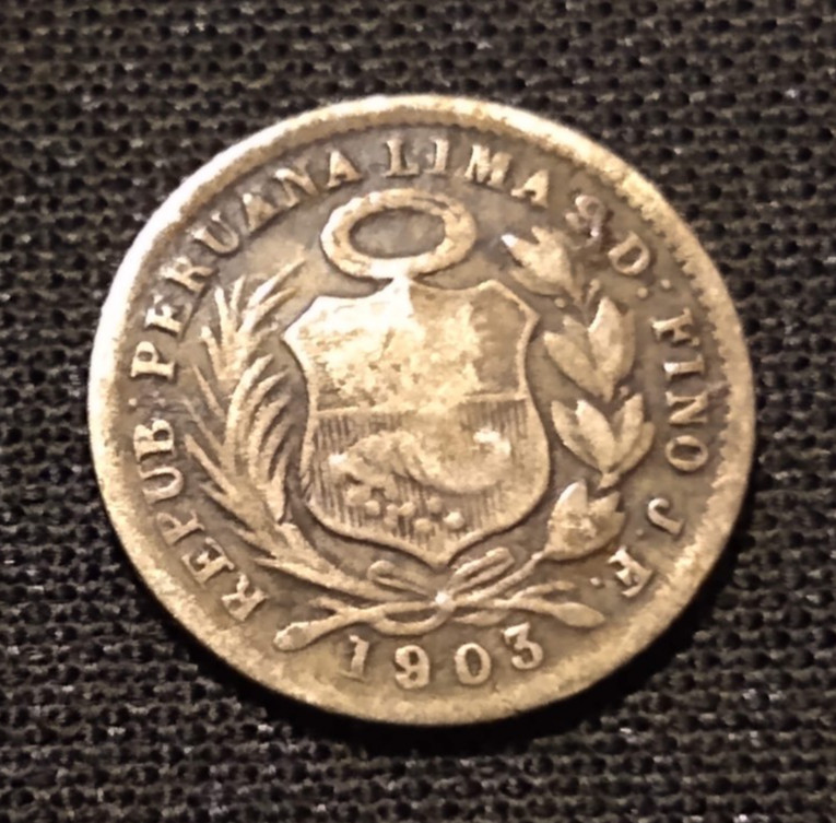 Read more about the article 1903 jf peru 1/2 dinero seated liberty 1/20 sol peso half dime silver world coin