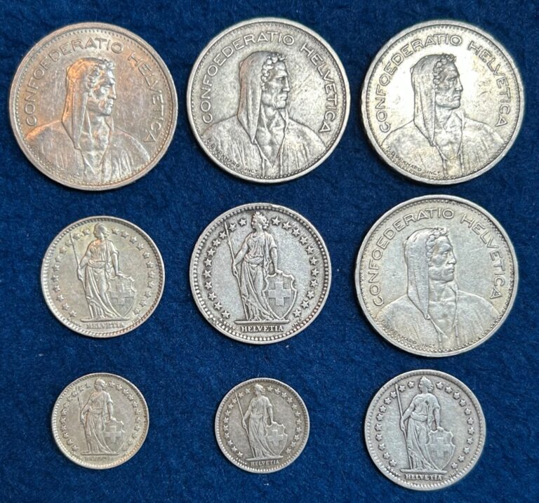 Read more about the article Lot Swiss 5 2 1 and 1/2 Franc Silver Coins Various Dates