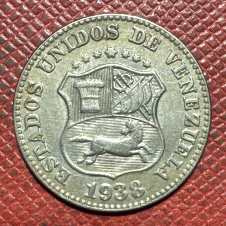 Read more about the article Venezuela 1938 Copper-Nickel 5 Centimos. High Grade. Philadelphia Mint. Y# 27