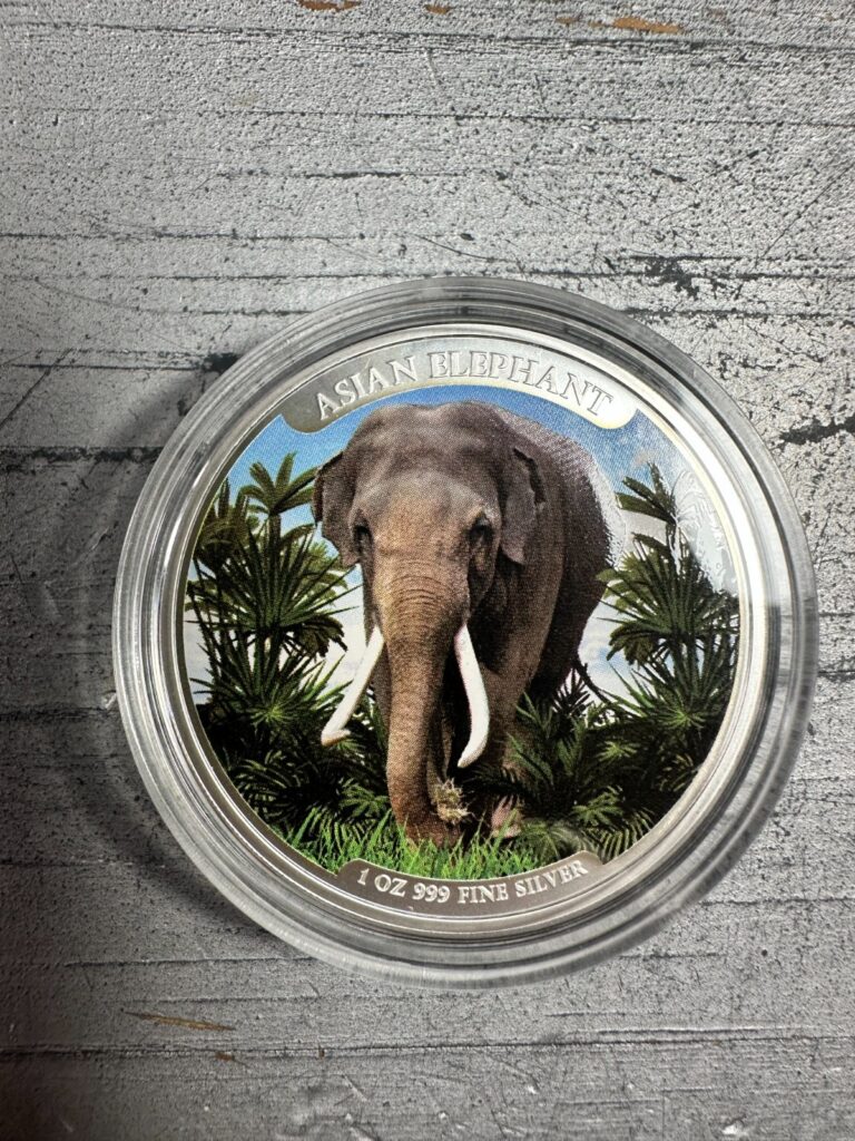 Read more about the article 2023 Cambodia 1 oz Silver Asian Elephant Colored Coin Mintage of only 2000