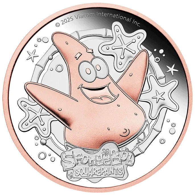 Read more about the article 2025 Tuvalu SpongeBob SquarePants Patrick Star 2 oz Silver Gilded Proof Coin
