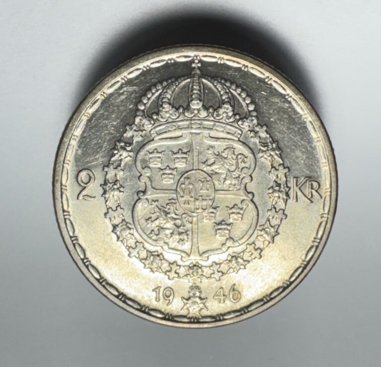 Read more about the article Sweden 1946 2 Kronor Silver Coin -0727