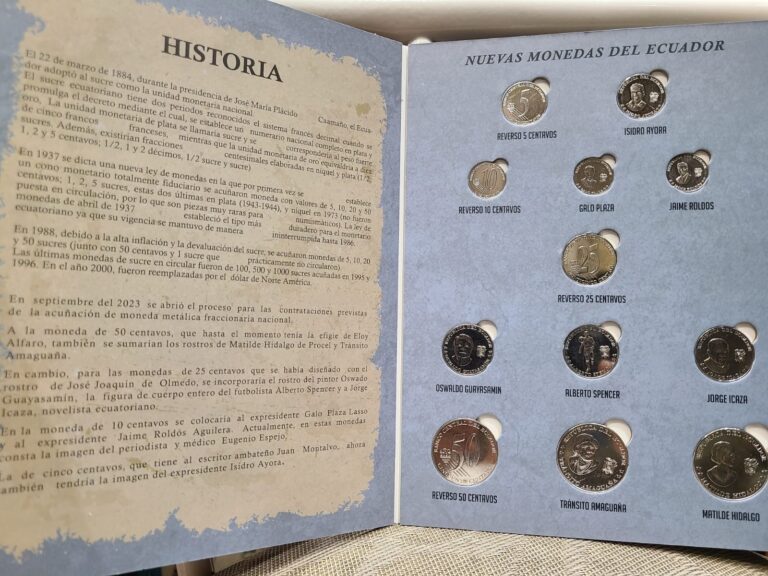 Read more about the article Ecuador Sucres 2023 Coin Set – 12 Pieces UNC w/ Folder – Coin Collection