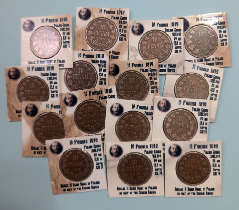 Read more about the article 1914 -1916 Finland 10 Pennia Large Old Large Bronze Coin Nicholas II – KM 14