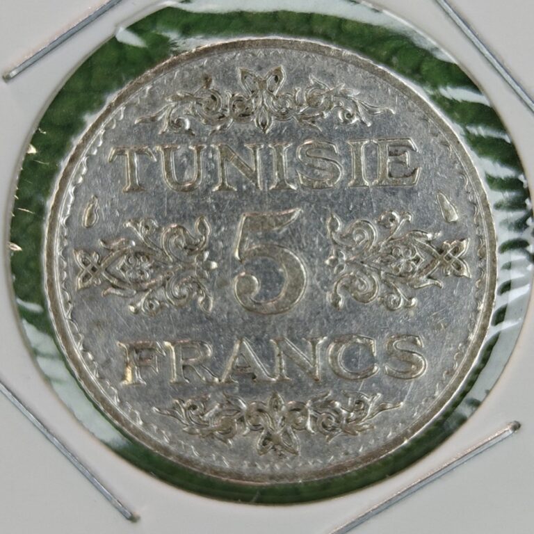 Read more about the article 1934 Tunisia Silver 5 Francs