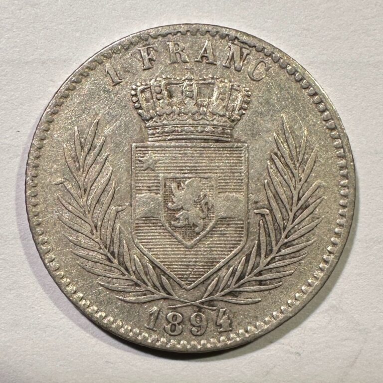 Read more about the article 1894 Congo Free State 1 Franc King Leopold II Silver Belgian Congo Cleaned