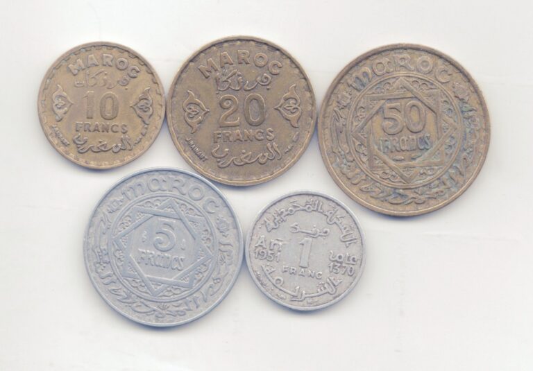 Read more about the article Morocco 1950 1951 5 Coins Set-Lot D4