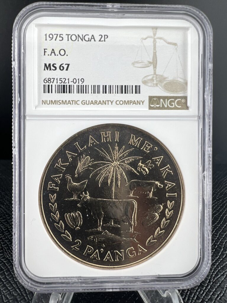 Read more about the article # C8614    TONGA  COIN      TWO     PA ‘ ANGA   1975  Unc.