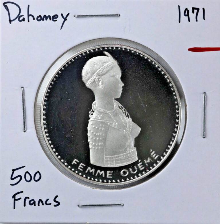 Read more about the article 1971 Dahomey 500 Francs Independence FEMME OUEME Silver Proof Coin Km #3