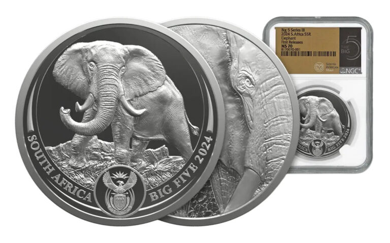 Read more about the article 2024 South Africa 1-oz Silver Big 5 III Elephant NGC MS70 First Releases